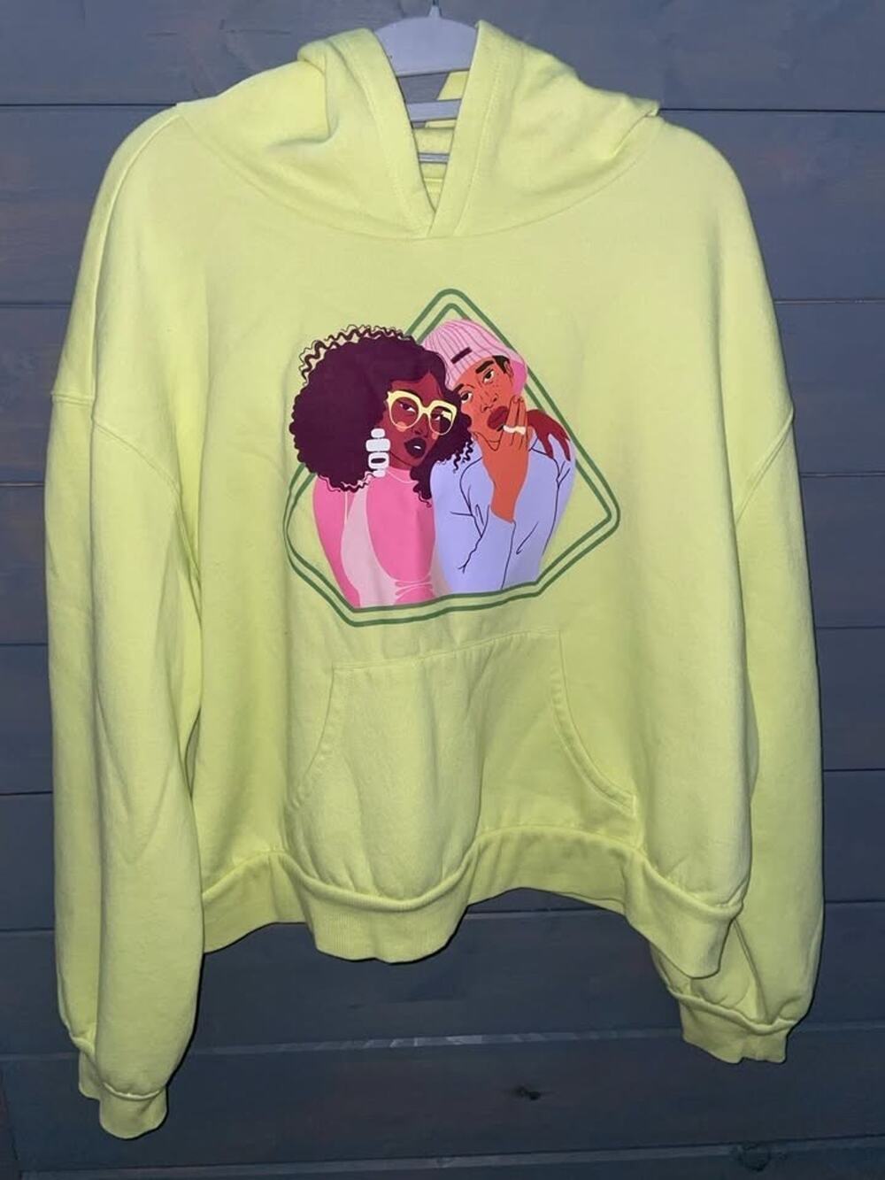 Black History Month Hoodie Neon Yellow Graphic Pullover Sweatshirt Women’s 1X Pl
